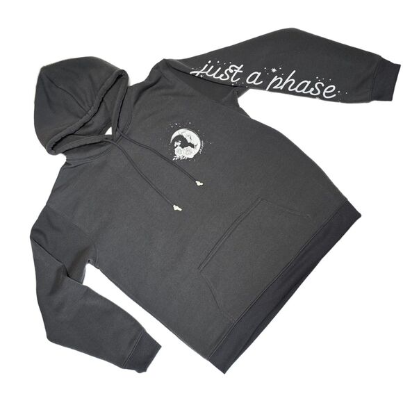 Vivre La Vie Tops - NWOT Gray Just a Phase Hoodie Size L Witchy Goth Fairy Bohemian Pullover Hoody